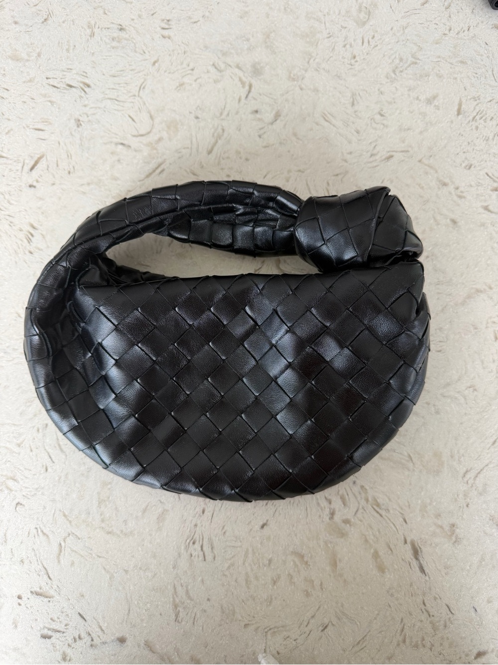 Bottega Veneta Black Intrecciato Mini Knot Shoulder Bag